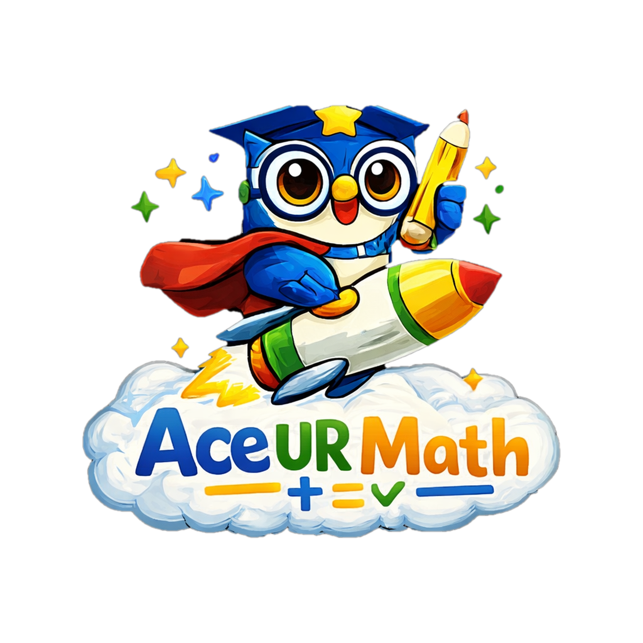 Ace UR Math - Owl Mascot on Rocket